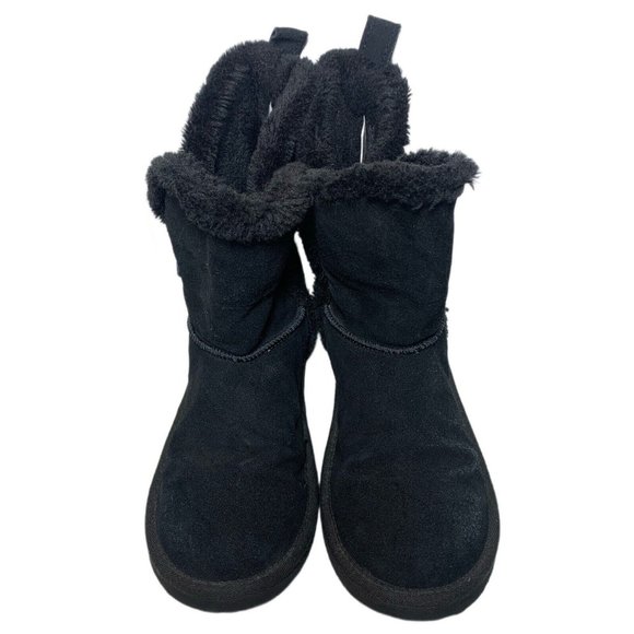 American Eagle Womens 9 Boots Black Suede Pull On Shearling Style Faux Fur Lined - Picture 3 of 8